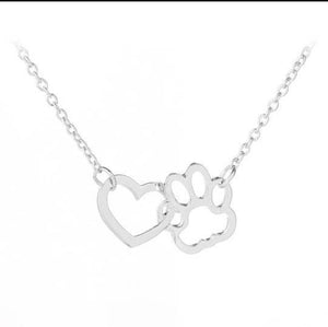 Paw In Heart Gold Necklace. Animal Lover Gift. Gift For Dog Owners. Cat Owners Jewellery. Dog Paw Print Necklace. Cat Paw Necklace. Silver