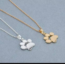 Load image into Gallery viewer, Dog Paw Gold Necklace. Animal Lover Gift. Gift For Dog Owners. Cat Owners Jewellery. Cat Paw Print Necklace. Silver Dog Lover Necklace