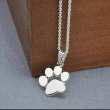 Load image into Gallery viewer, Dog Paw Gold Necklace. Animal Lover Gift. Gift For Dog Owners. Cat Owners Jewellery. Cat Paw Print Necklace. Silver Dog Lover Necklace