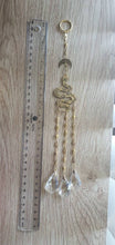 Load image into Gallery viewer, Snake with Moon Crystal Suncatcher. Wall Hanging Rainbow Maker. Light Catcher.