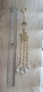 Snake with Moon Crystal Suncatcher. Wall Hanging Rainbow Maker. Light Catcher.