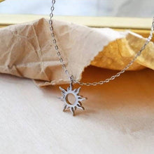 Load image into Gallery viewer, Sun Necklace. Sterling Silver Sunburst Necklace. Dainty Silver Necklaces. Sunshine Necklace. Silver Minimalist Necklace.