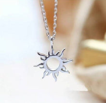 Load image into Gallery viewer, Sun Necklace. Sterling Silver Sunburst Necklace. Dainty Silver Necklaces. Sunshine Necklace. Silver Minimalist Necklace.