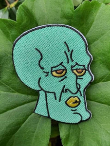 Handsome Squidward Clothing Patch. Iron On Sew On Embroidered Patches. Funny Gift.