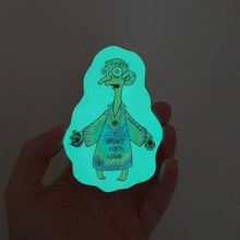 Load image into Gallery viewer, Trippy Glow In The Dark Stickers. Hippy Burns. Simpson inspired. Magic Mushrooms. psychedelic Sticker. Glowing Sticker.