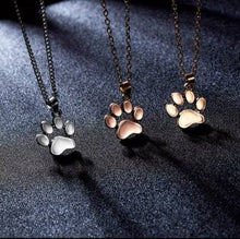 Load image into Gallery viewer, Dog Paw Gold Necklace. Animal Lover Gift. Gift For Dog Owners. Cat Owners Jewellery. Cat Paw Print Necklace. Silver Dog Lover Necklace