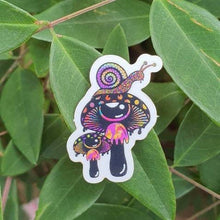 Load image into Gallery viewer, Mushroom Mini Sticker. Snail On Mushroom Clear Sticker. Mini Stickers. Psychedelic Mushroom Sticker