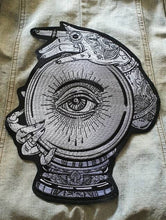 Load image into Gallery viewer, Large Embroidered Clothing Patch. Crystal Ball. All Seeing Eye. Future Telling. Iron On Sew On Patches. Witchy Patch