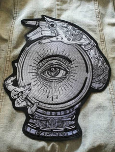 Large Embroidered Clothing Patch. Crystal Ball. All Seeing Eye. Future Telling. Iron On Sew On Patches. Witchy Patch