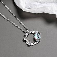 Load image into Gallery viewer, Planet Star Moon Opal Neckalce. 925 Sterling Silver. Crystals Stars. Gorgeous Design Necklace