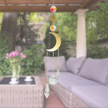 Load image into Gallery viewer, Moon Crystal Suncatcher. Wall Hanging Rainbow Maker. Light Catcher. Rainbow Crystal.