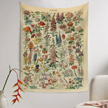 Load image into Gallery viewer, Boho Plants Tapestry. Flower Tapestry Wall Hanging. Botanical Wildflower Flower Tapestries.