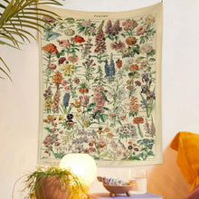 Load image into Gallery viewer, Boho Plants Tapestry. Flower Tapestry Wall Hanging. Botanical Wildflower Flower Tapestries.