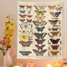 Load image into Gallery viewer, Vintage Butterfly Tapestry. Beautiful Tapestries. Butterfly Reference Chart. Aesthetic Hanging Cloth. Butterfly Design Tapestries.