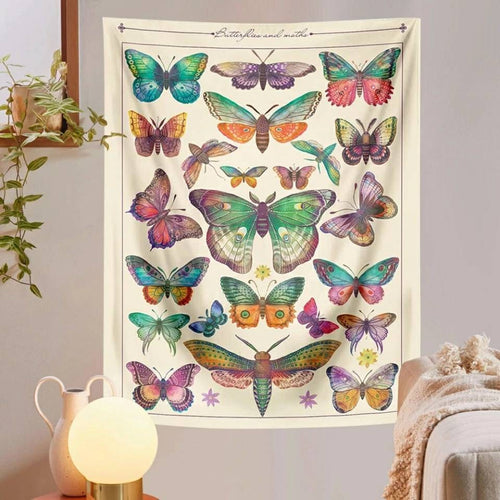 Butterfly Tapestry. Beautiful Vintage Tapestries. Butterfly Chart Home Decor.  Aesthetic Hanging Cloth. Butterfly Design Tapestries.