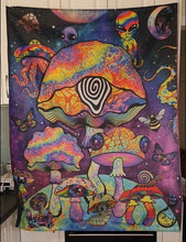 Load image into Gallery viewer, Trippy Mushroom Tapestry. Magic Mushroom Wall Hanging. Mushroom Tapestries.