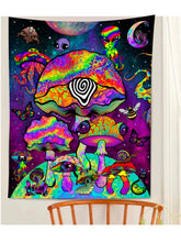 Load image into Gallery viewer, Trippy Mushroom Tapestry. Magic Mushroom Wall Hanging. Mushroom Tapestries.