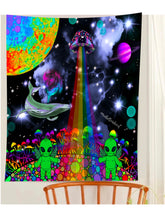 Load image into Gallery viewer, Trippy Alien Tapestry. Mushroom Wall Hanging. Psychedelic Alien Design Tapestries.