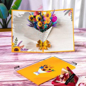 Mothers Day Flowers Pop Up Card | Sunflower Pop Up Cards | Blank Greeting Card | Birthday Pop Up Cards | Sunflowers | Anniversary Card