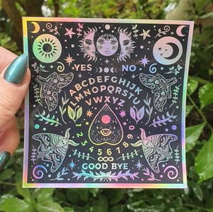 Ouija Board Holographic  Sticker. Sun And Moon Sticker. Witch Sticker. Laptop Sticker. Flask Sticker. High Quality Sticker. Ouijaboard