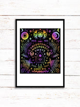 Load image into Gallery viewer, Ouija Board Art Print | Stars Sun And Moon Print. Black And White Print. Beautiful Planchette Print. Ouija Board Wall Art. Flower Artwork