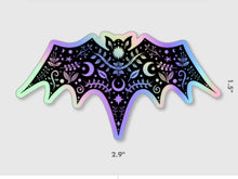 Load image into Gallery viewer, Bat Holographic  Sticker. Sun And Moon Sticker. Witch Sticker. Laptop Sticker. Flask Sticker. High quality Trippy Sticker