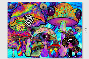 Mushroom Sticker. Mushrooms And Critters Sticker. Psychedelic sticker. Laptop Sticker. Holographic Sticker. Trippy Artwork Stickers