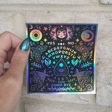 Load image into Gallery viewer, Ouija Board Holographic  Sticker. Sun And Moon Sticker. Witch Sticker. Laptop Sticker. Flask Sticker. High Quality Sticker. Ouijaboard