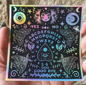 Ouija Board Holographic  Sticker. Sun And Moon Sticker. Witch Sticker. Laptop Sticker. Flask Sticker. High Quality Sticker. Ouijaboard