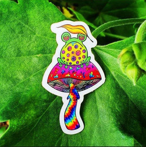 Clear Frog On Mushroom. Clear Sticker. Frog Sticker. Mini Stickers. Mushroom Sticker - High quality Trippy sticker