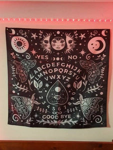 Ouija Board Tapestry. Star Sun And Moon Wall Hanging Cloth. Planchette Wall Art.