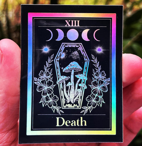 Death Tarot Card Sticker. Holographic sticker