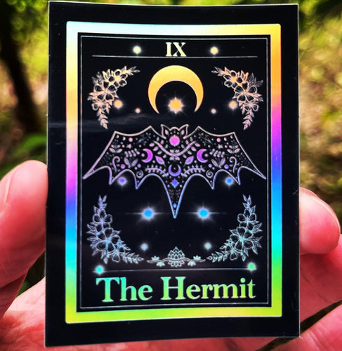 The Hermit Holographic Tarot Card Sticker.