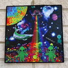 Load image into Gallery viewer, Moodmats Mushroom Planet. Trippy Dab Mat. Alien Moodmats